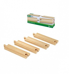 Железная дорога - полотно прямое, 4 элемента по 144 мм. (Brio, 33335)